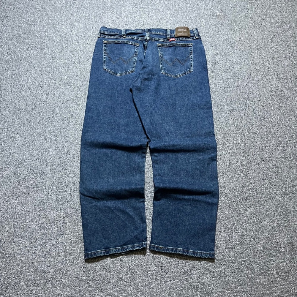 Wrangler Straight Leg Jeans 36x29 Blue Denim Comfort Stretch 5-Pocket Workwear